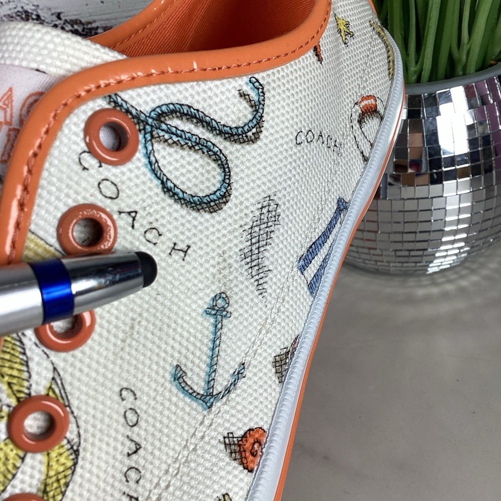 Coach Rare Vintage Size 9 White Beach Vacation Sneakers Slip On Tennis Shoes HTF - Picture 14 of 16